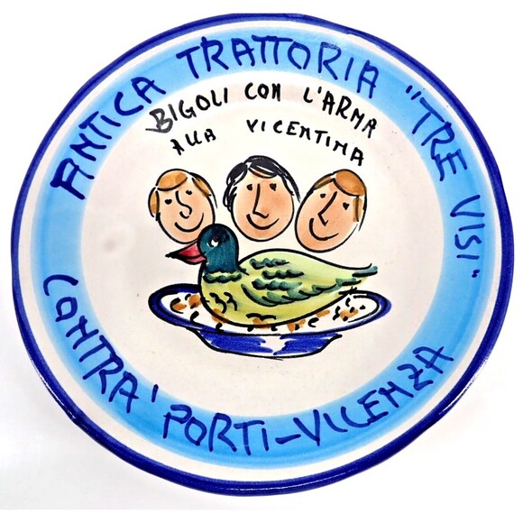 Vietri Italy Ceramic Pottery Blue White Dinner Salad Plate Vicenza Restaurant 9" - Picture 2 of 6